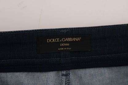 Mini-jupe en jean à rayures bleues Dolce &amp; Gabbana