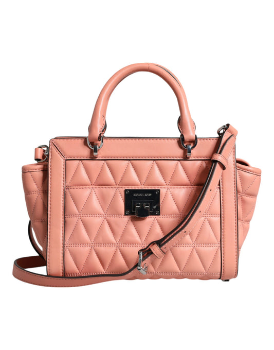 Sac messager Michael Kors en cuir matelassé pêche avec logo VIVIANNE