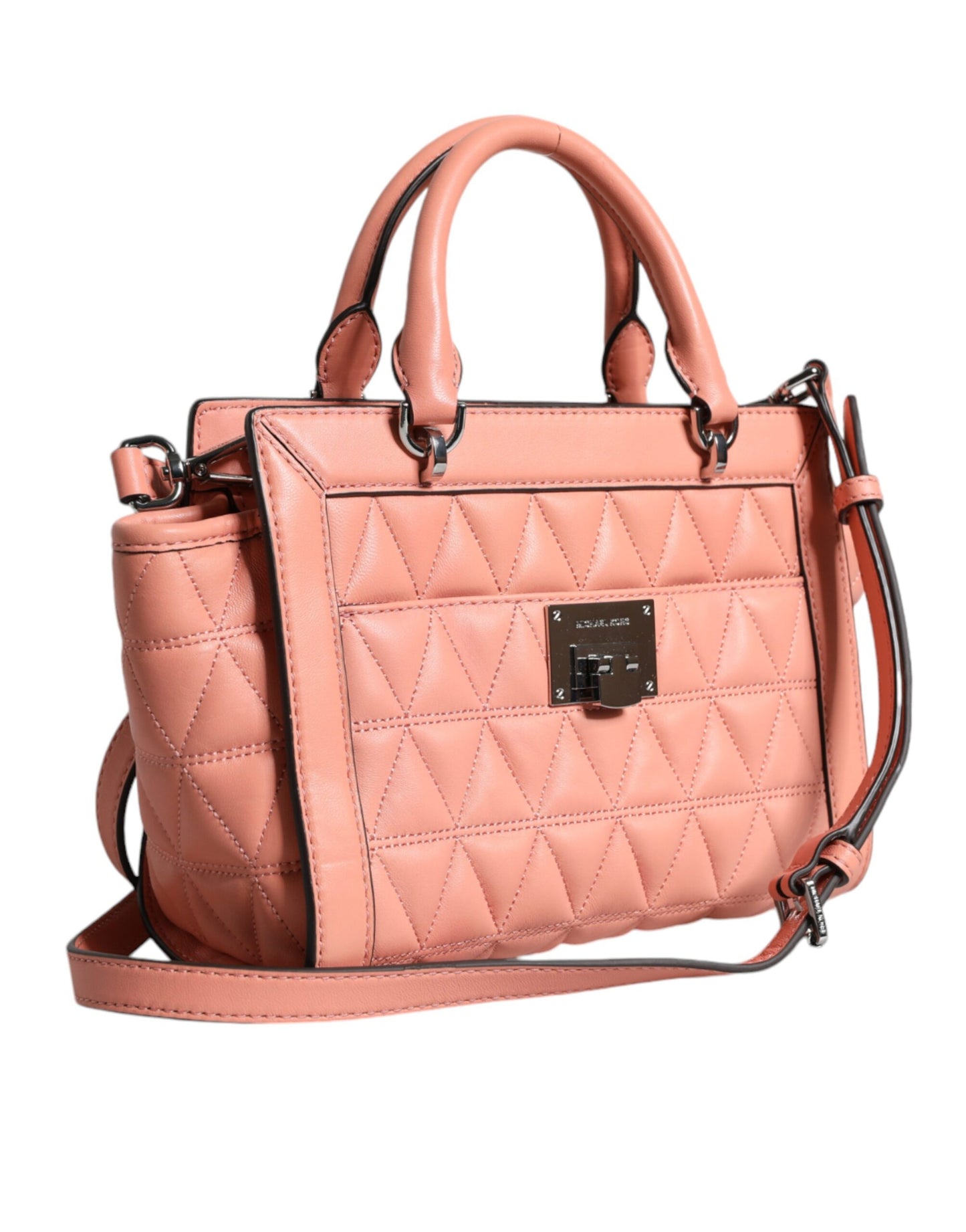 Sac messager Michael Kors en cuir matelassé pêche avec logo VIVIANNE