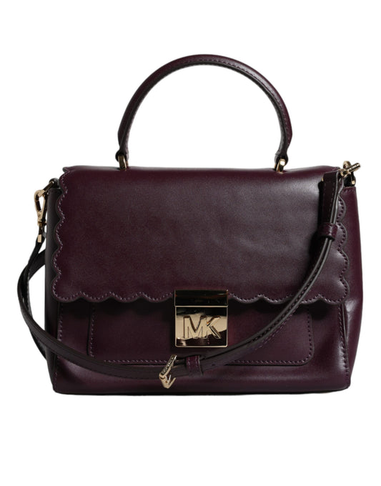 Sac à bandoulière MINDY en cuir violet avec plaque logo Michael Kors
