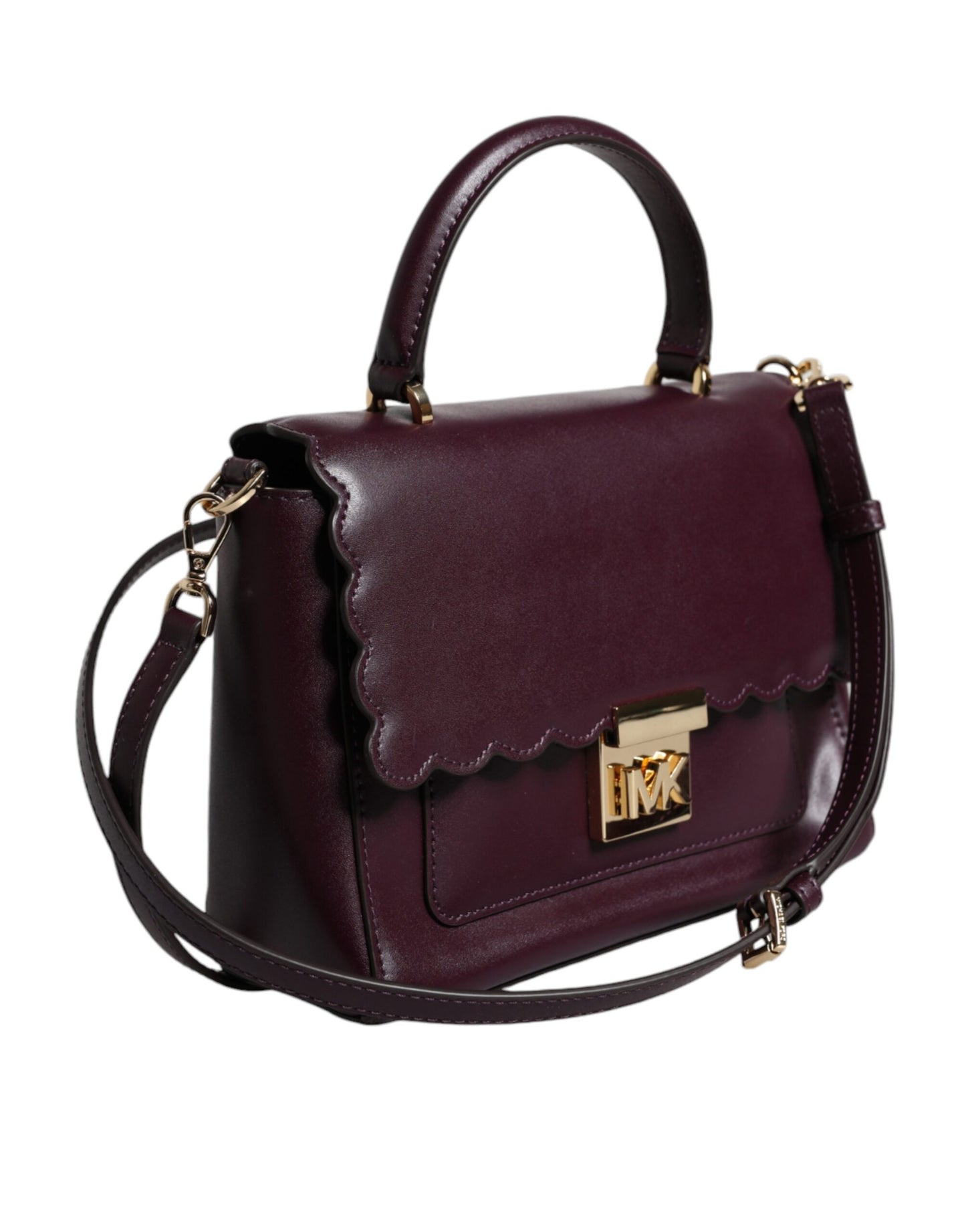Sac à bandoulière MINDY en cuir violet avec plaque logo Michael Kors