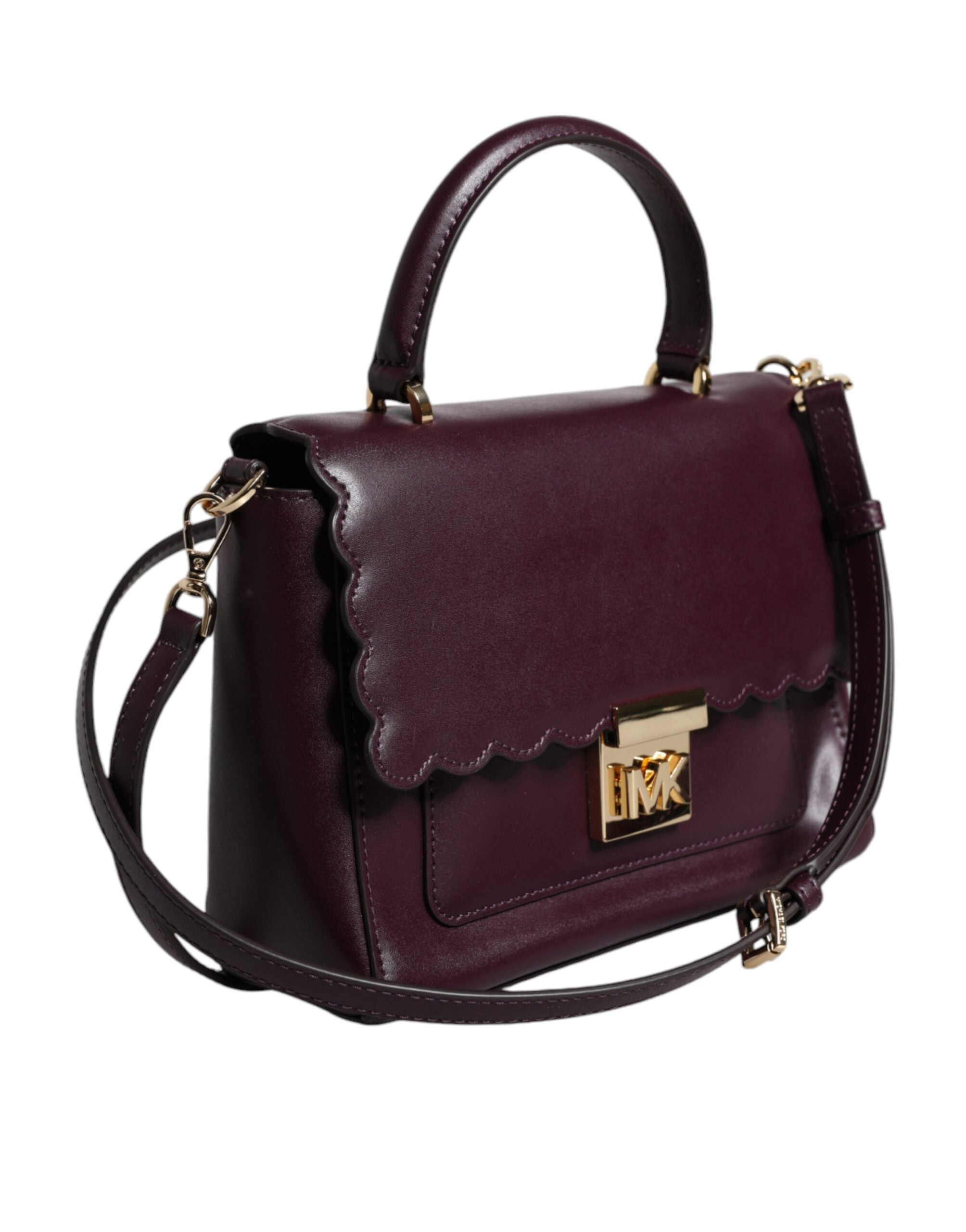 Sac à bandoulière MINDY en cuir violet avec plaque logo Michael Kors