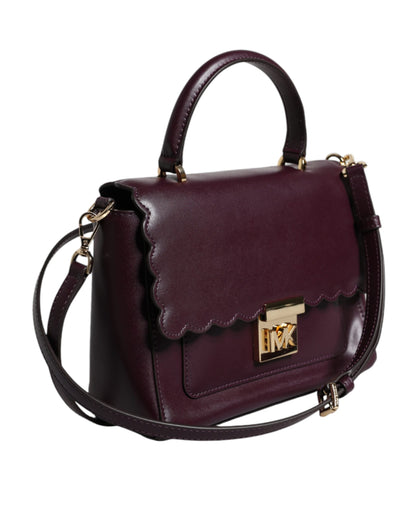 Sac à bandoulière MINDY en cuir violet avec plaque logo Michael Kors