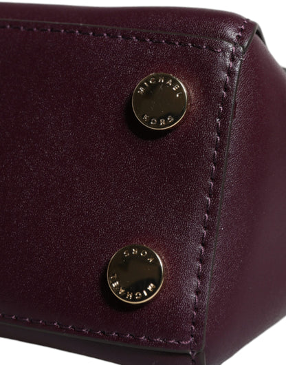 Sac à bandoulière MINDY en cuir violet avec plaque logo Michael Kors