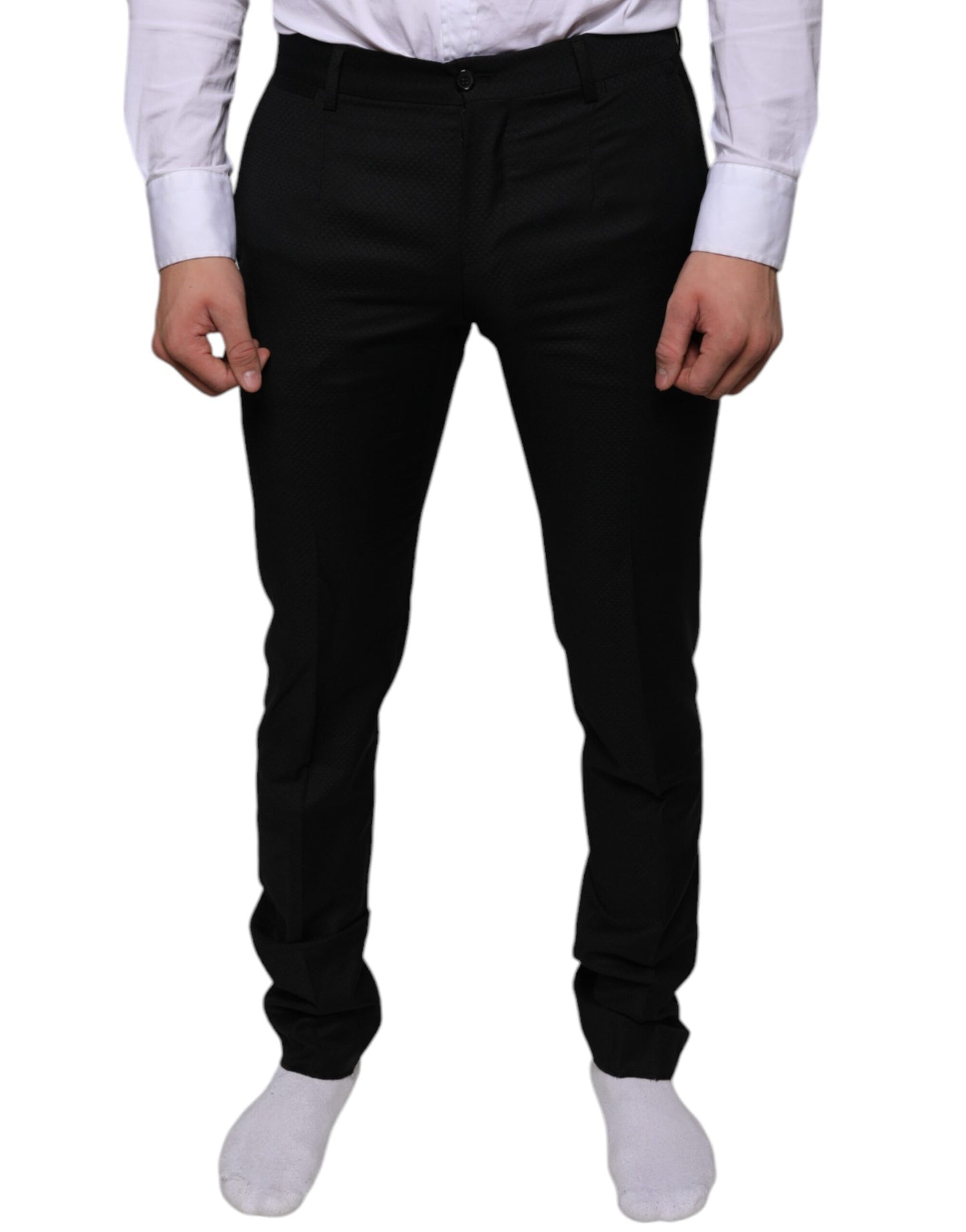 Pantalon habillé skinny en laine noire Dolce &amp; Gabbana