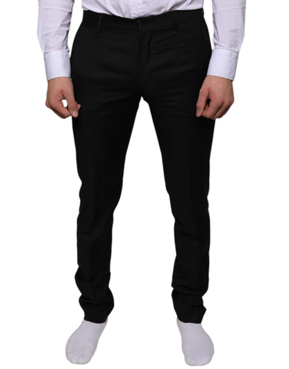 Pantalon habillé skinny en laine noire Dolce &amp; Gabbana