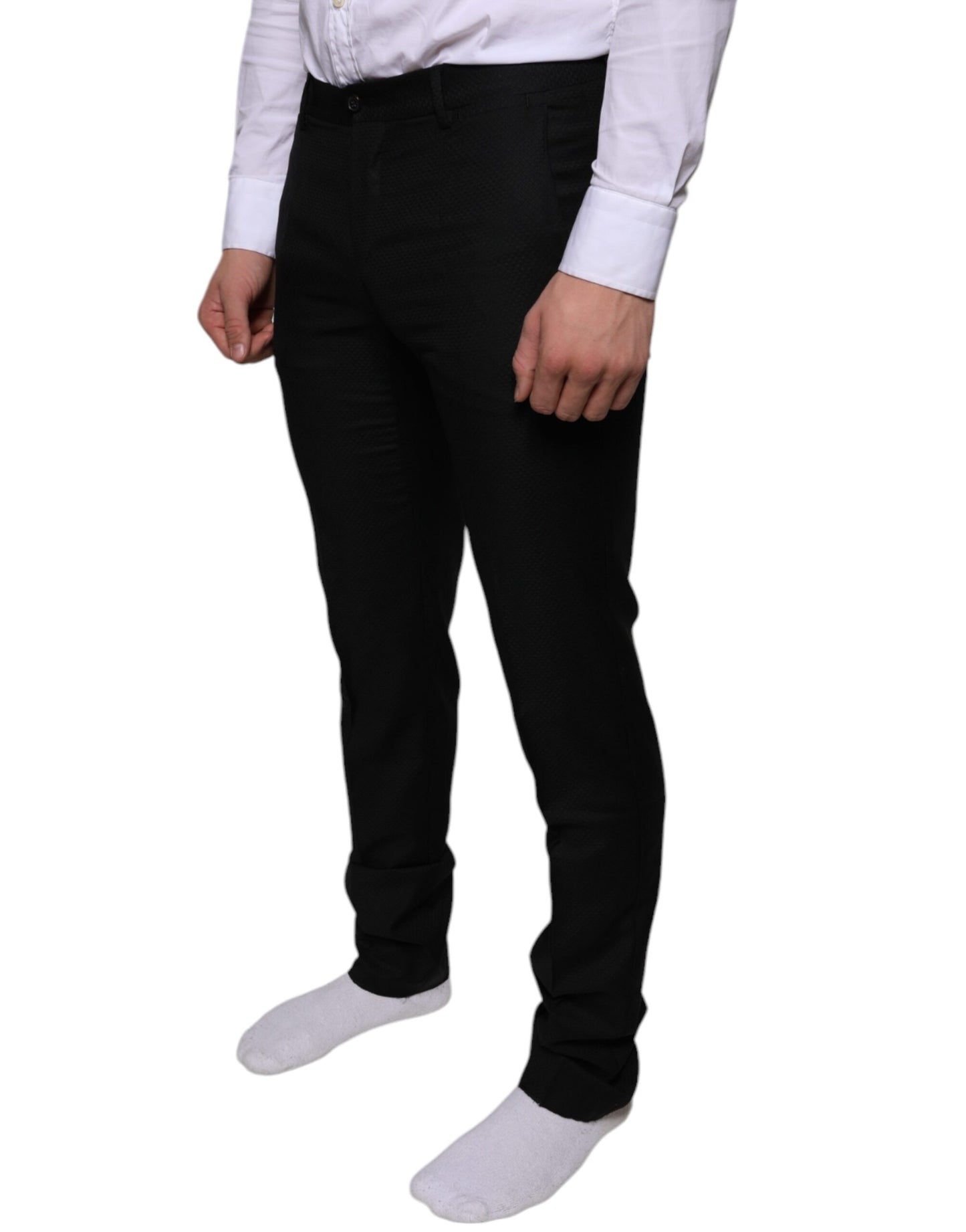 Pantalon habillé skinny en laine noire Dolce &amp; Gabbana