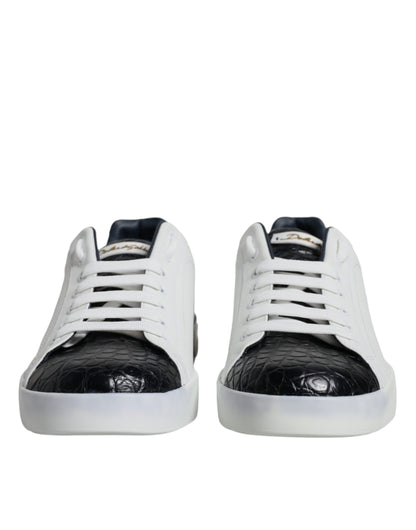 Baskets Portofino en cuir blanc avec logo Dolce &amp; Gabbana