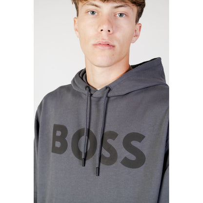 Hugo Boss – Grauer Kapuzenpullover aus Baumwolle
