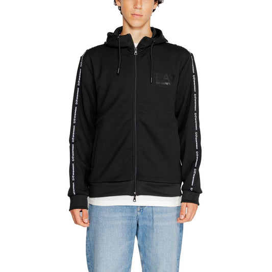 Sweat à capuche en polyester noir EA7 Emporio Armani