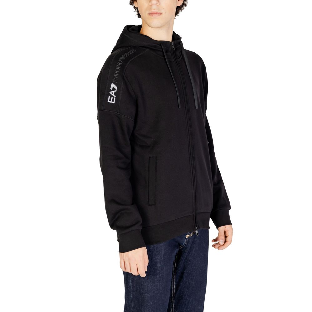 Sweat à capuche en coton noir EA7 Emporio Armani