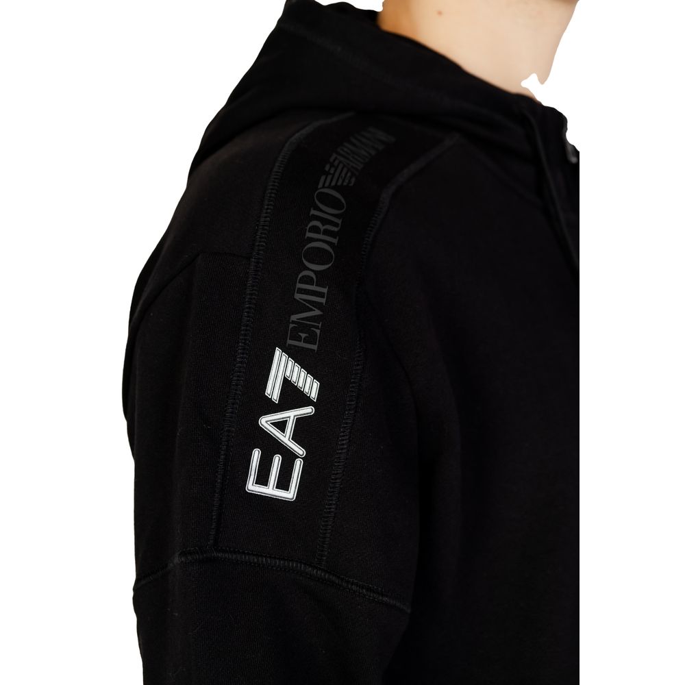 Sweat à capuche en coton noir EA7 Emporio Armani