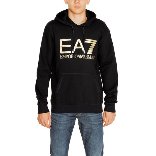 Sweat à capuche en coton noir EA7 Emporio Armani