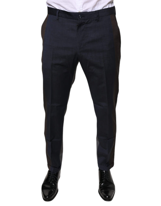 Pantalon habillé en coton et laine noir Dolce &amp; Gabbana