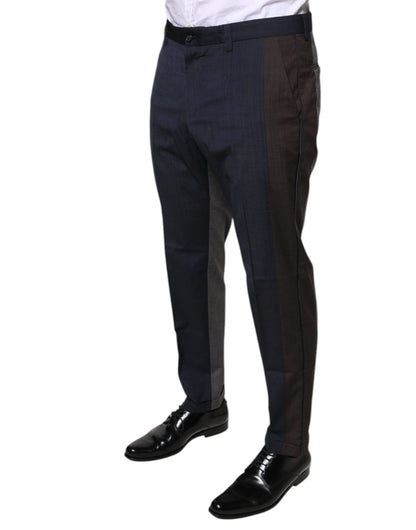 Pantalon habillé en coton et laine noir Dolce &amp; Gabbana