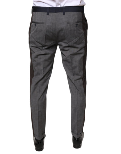 Pantalon habillé en coton et laine noir Dolce &amp; Gabbana