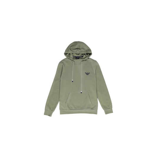 Sweat à capuche en coton vert Emporio Armani Underwear
