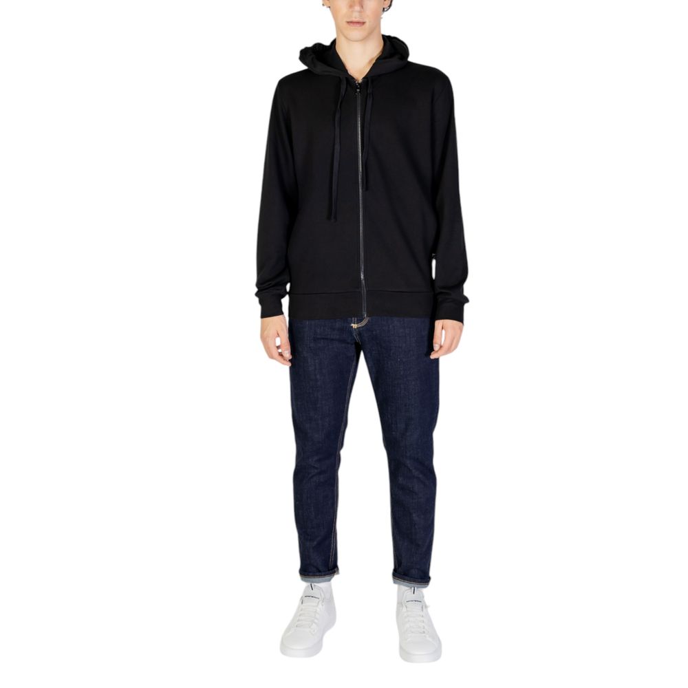 Sweat à capuche en polyester noir Emporio Armani Underwear