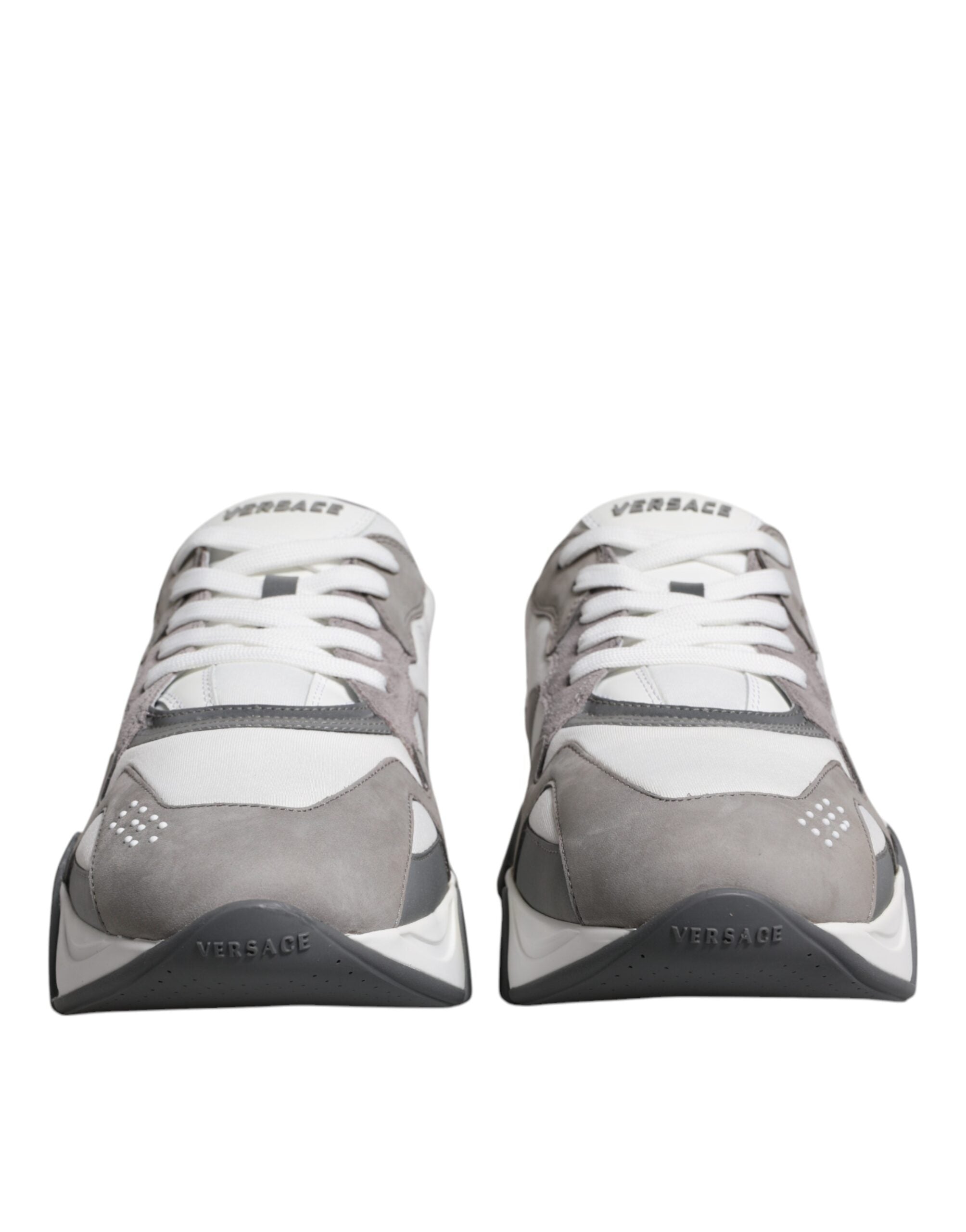 Sneakers basses à plateforme Squalo en cuir et néoprène gris.