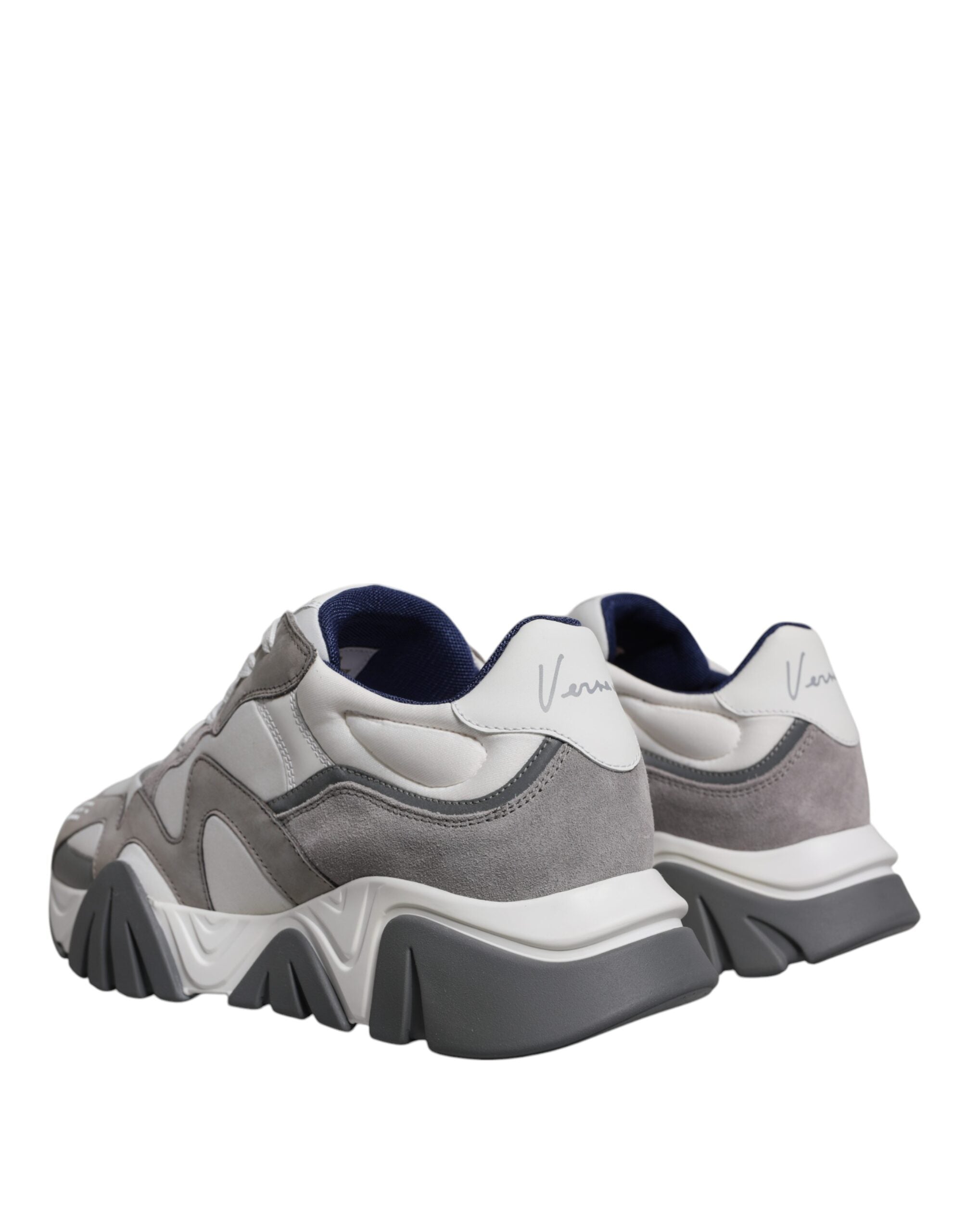 Sneakers basses à plateforme Squalo en cuir et néoprène gris.
