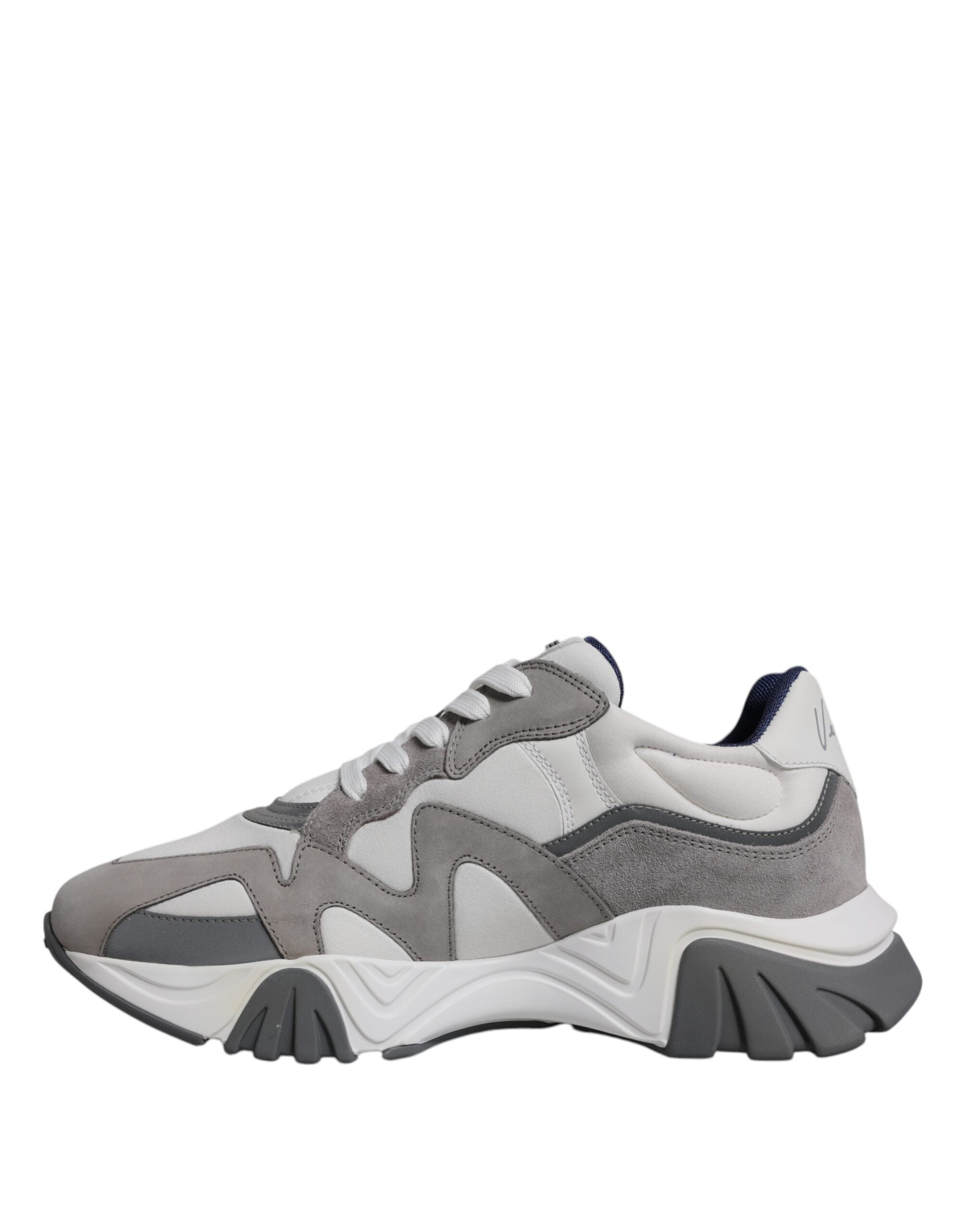 Sneakers basses à plateforme Squalo en cuir et néoprène gris.