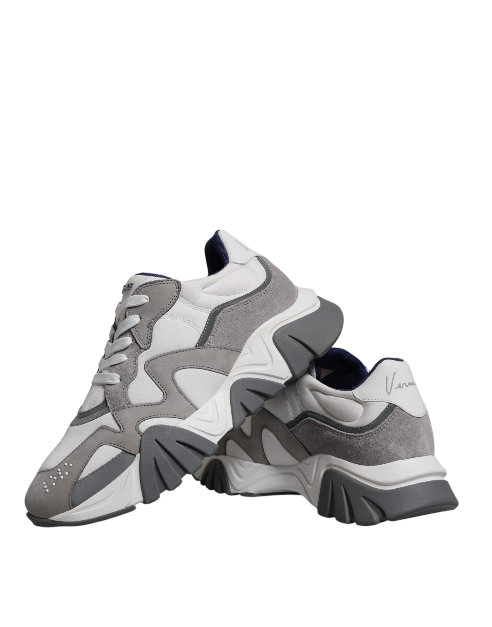 Sneakers basses à plateforme Squalo en cuir et néoprène gris.