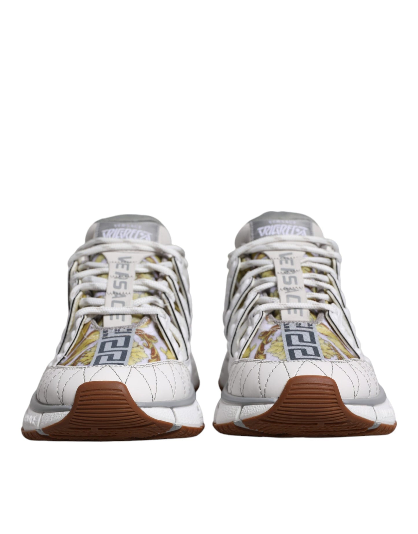 Versace – Weiße niedrige Sneakers mit Trigreca-Barocco-Print