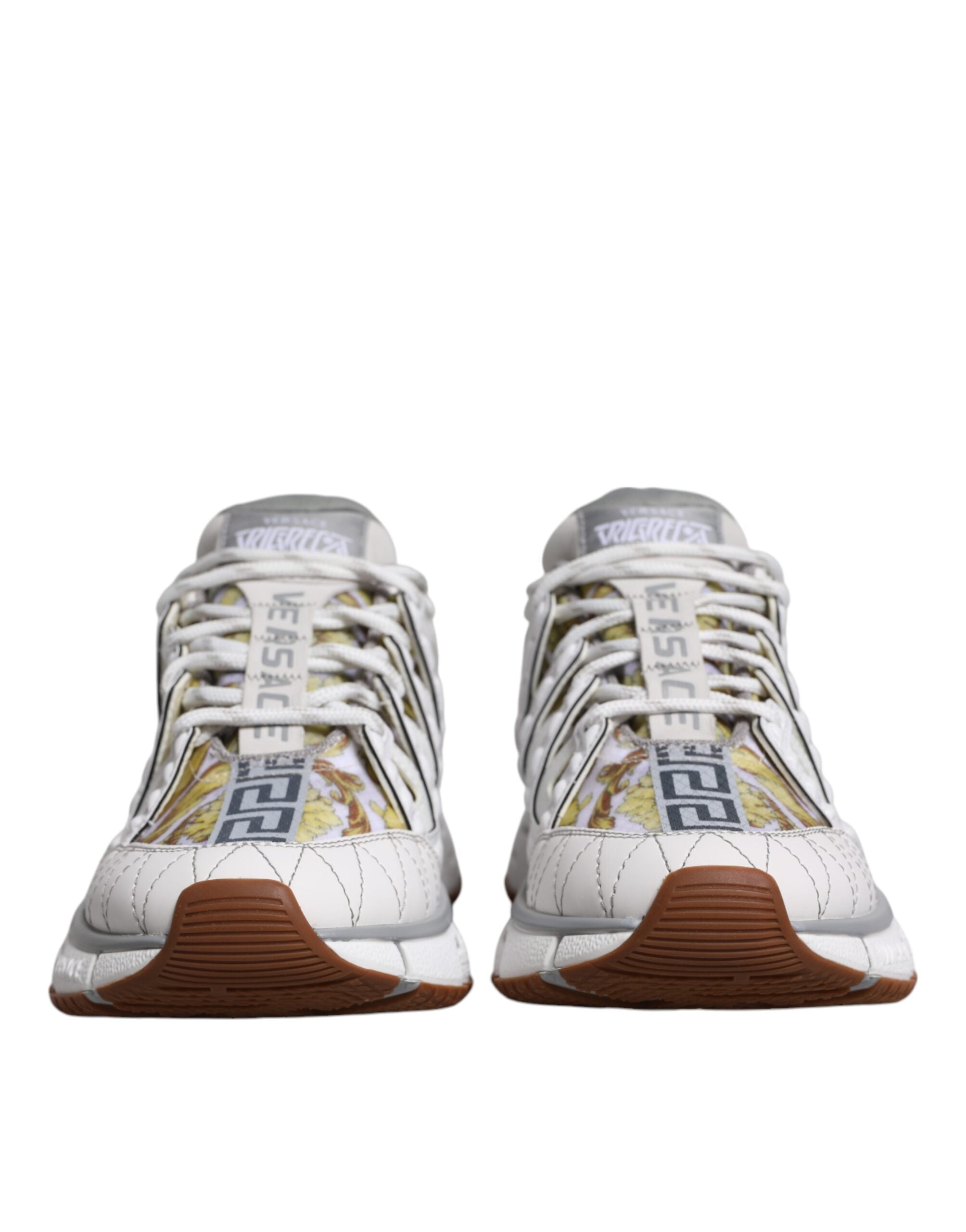 Sneakers basses blanches à imprimé baroque Trigreca