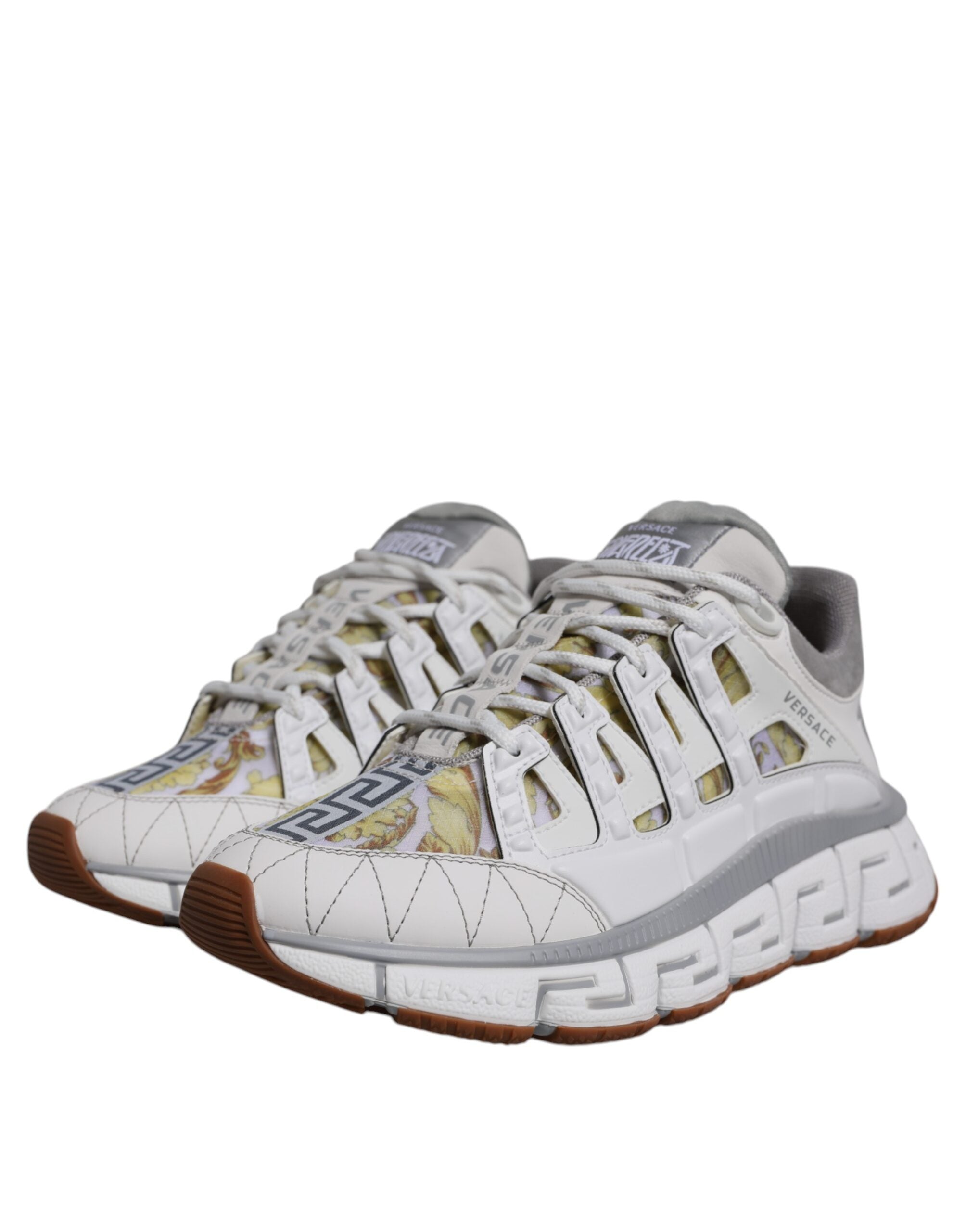 Sneakers basses blanches à imprimé baroque Trigreca