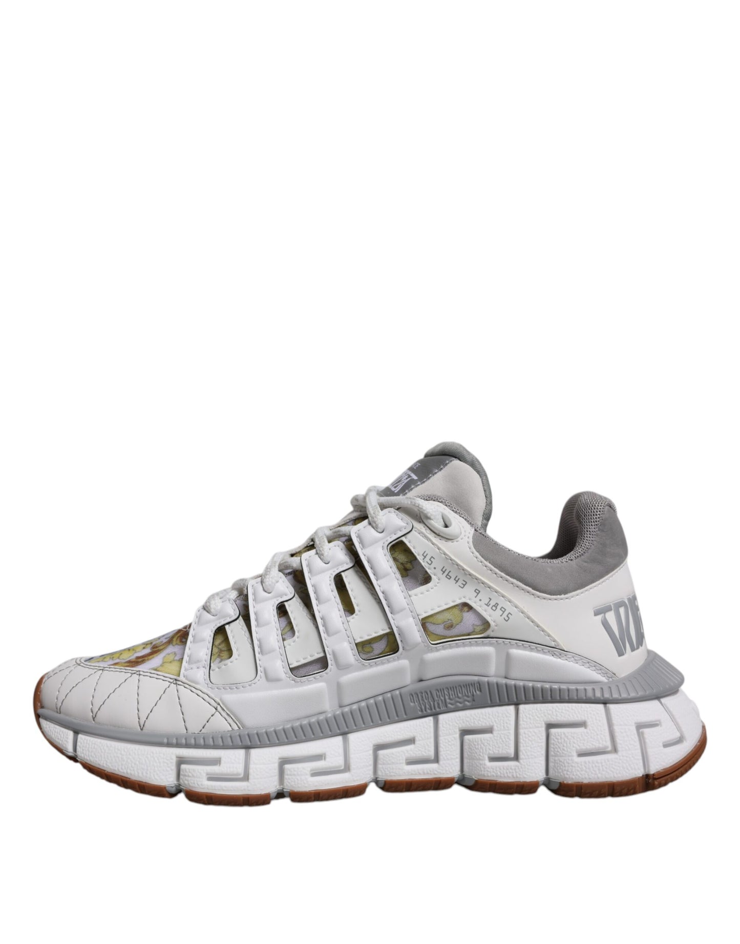 Versace – Weiße niedrige Sneakers mit Trigreca-Barocco-Print