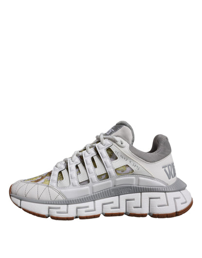 Versace – Weiße niedrige Sneakers mit Trigreca-Barocco-Print