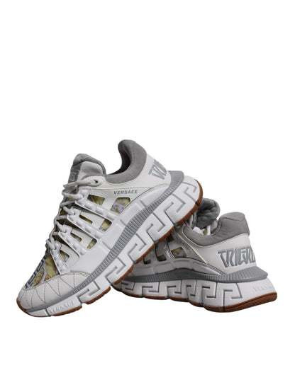 Versace – Weiße niedrige Sneakers mit Trigreca-Barocco-Print