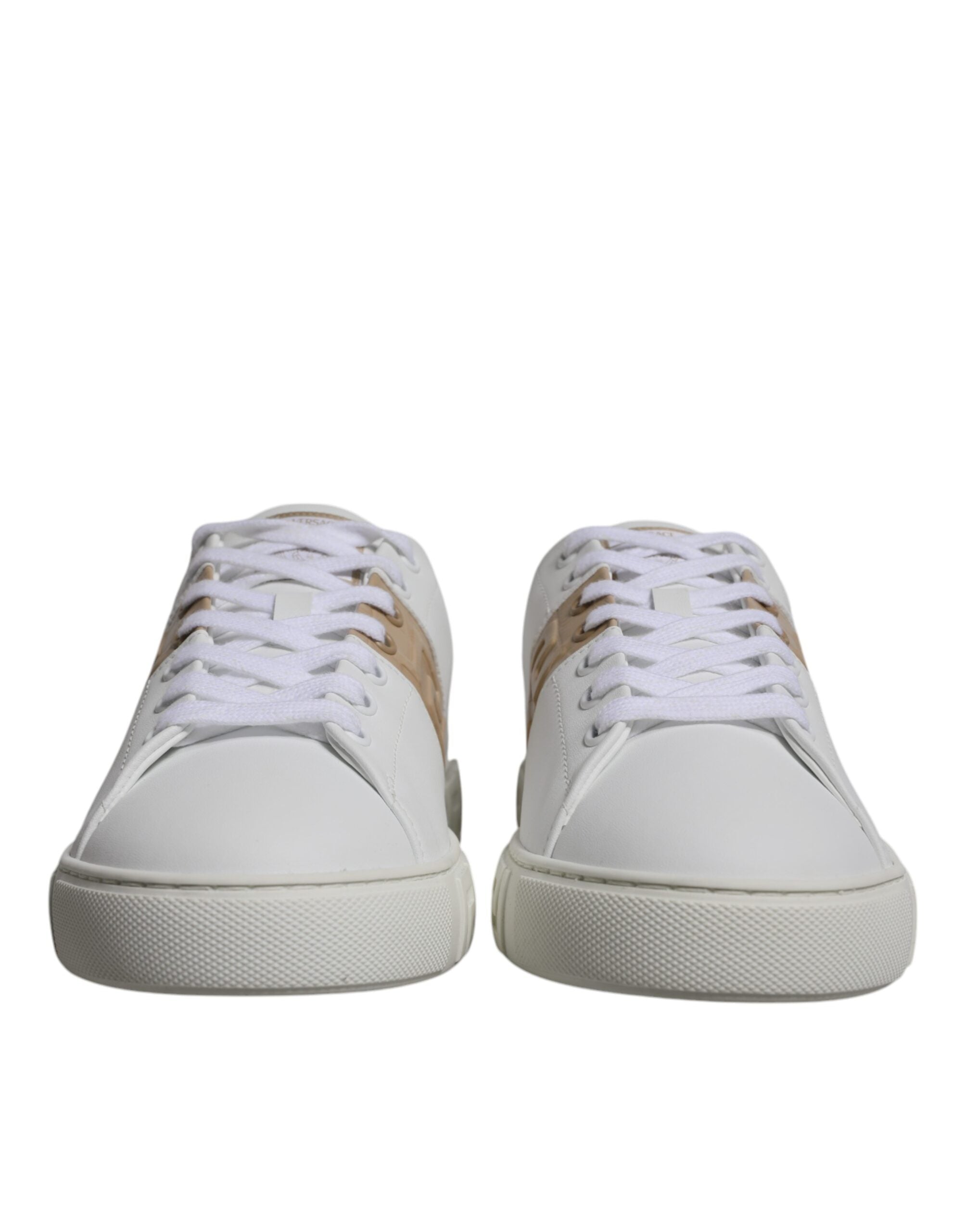 Sneakers basses pour homme en TPU blanc et brun avec imprimé grec.