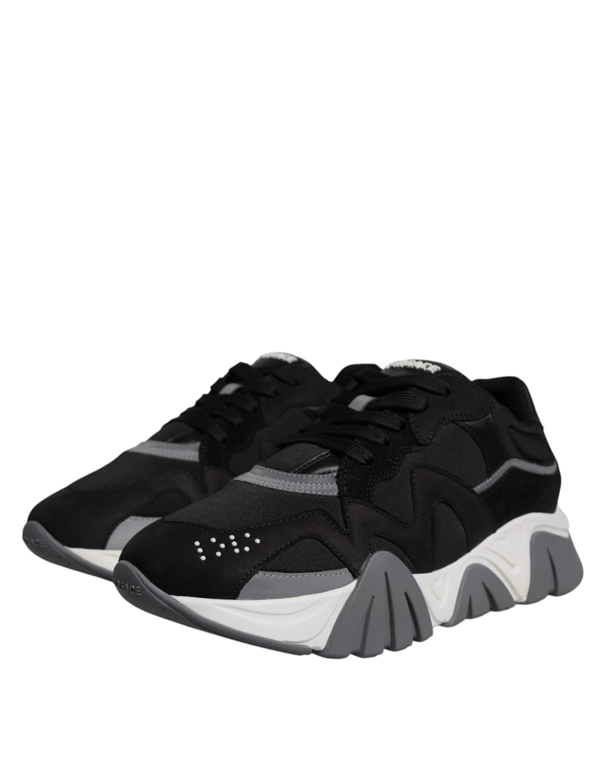 Sneakers basses à plateforme en cuir noir et néoprène Squalo Shoes