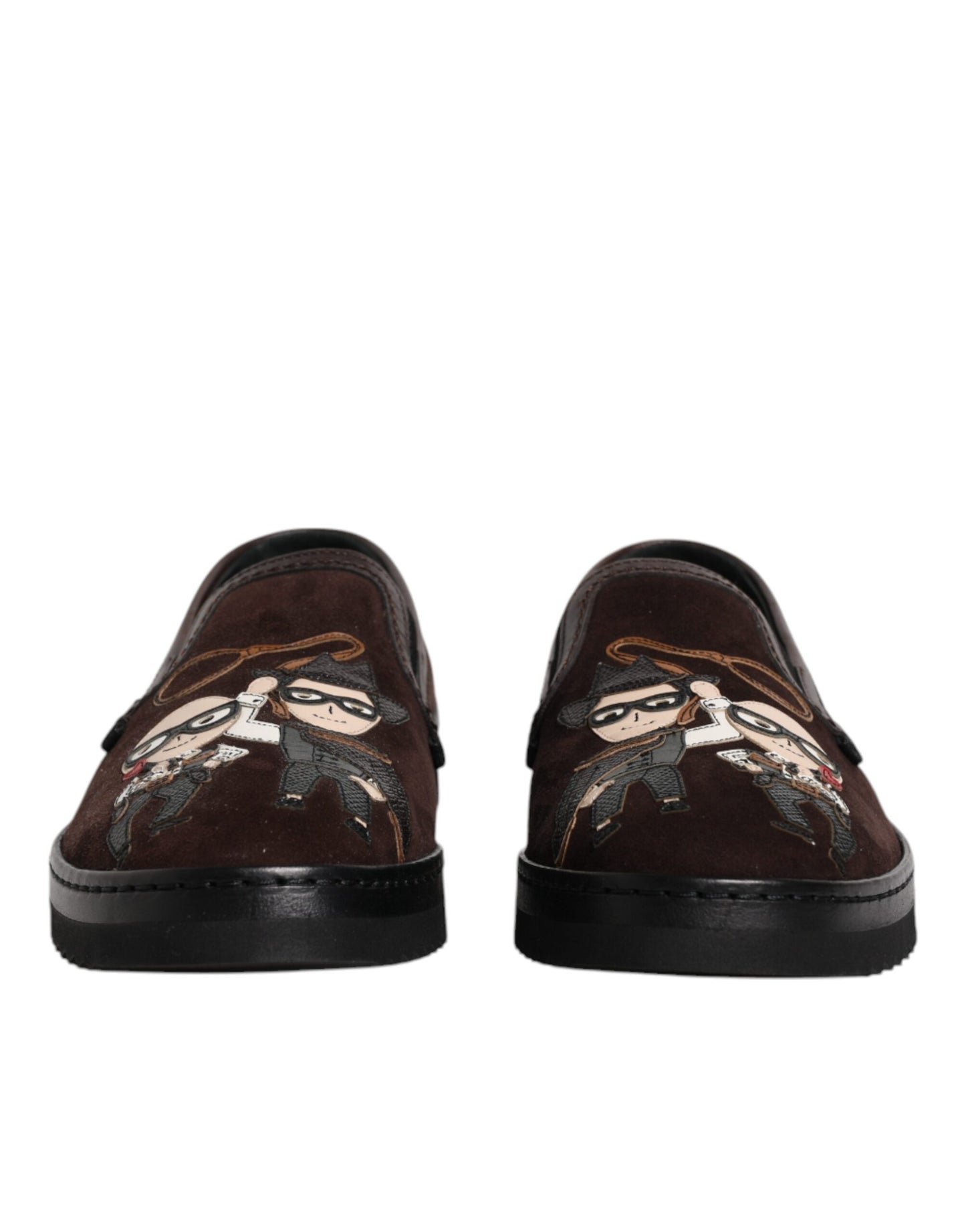 Chaussures plates à enfiler Dolce &amp; Gabbana en daim marron DG Family