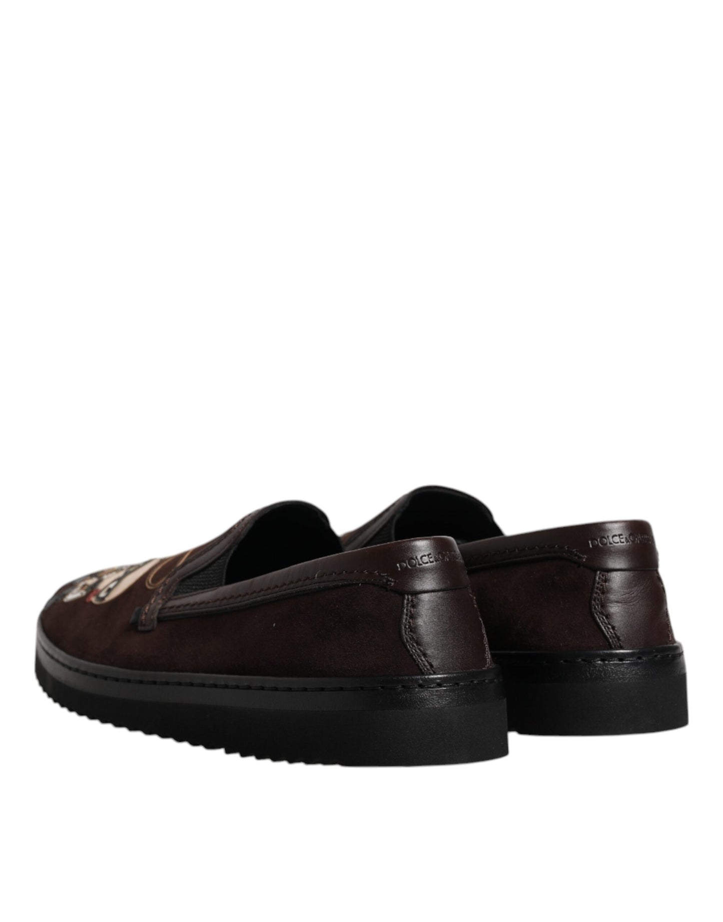 Chaussures plates à enfiler Dolce &amp; Gabbana en daim marron DG Family