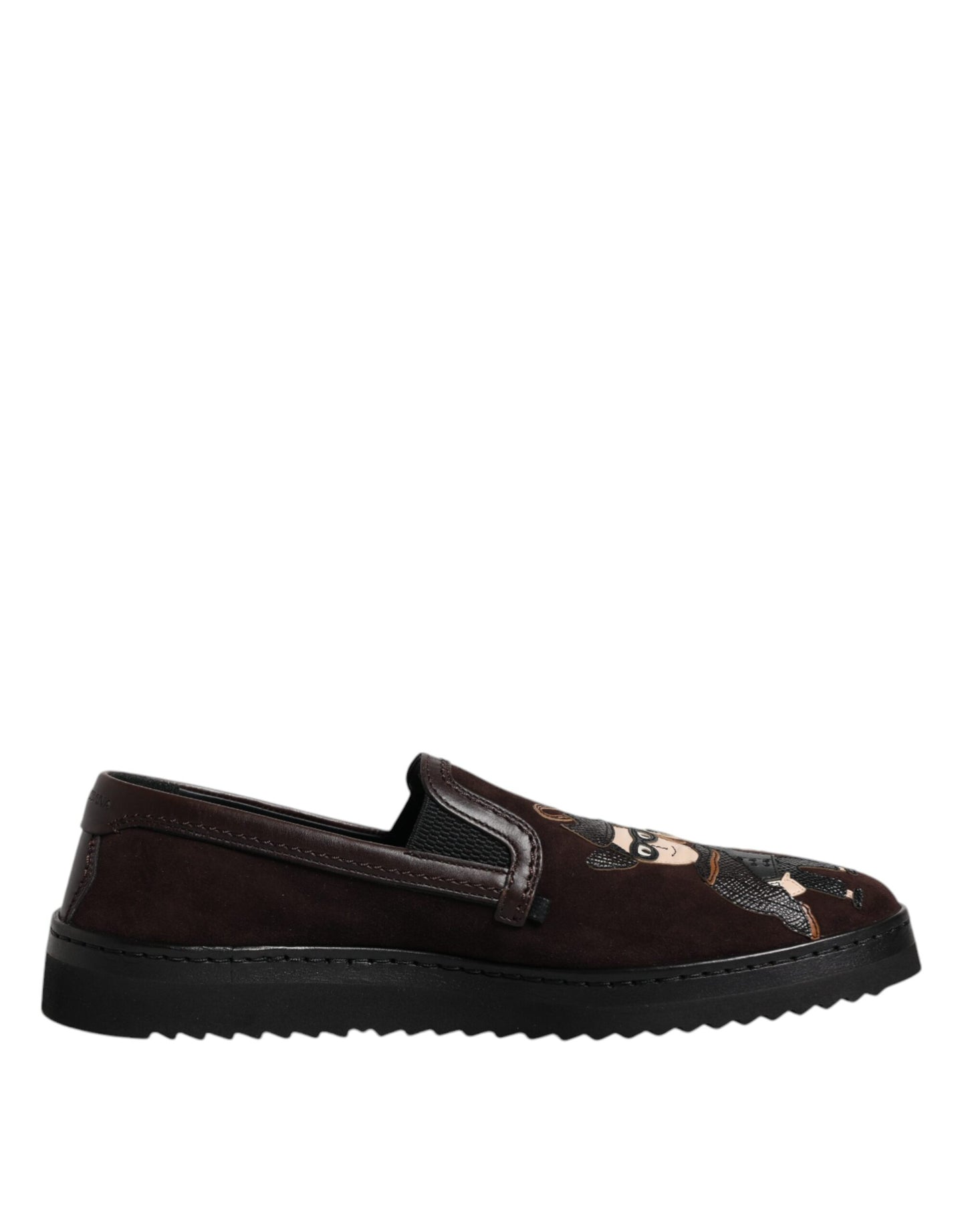 Chaussures plates à enfiler Dolce &amp; Gabbana en daim marron DG Family