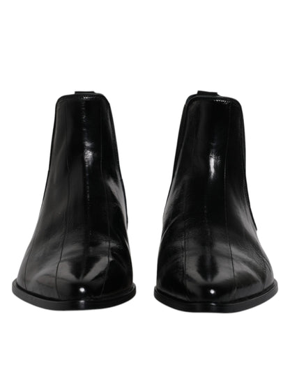 Bottines Chelsea en cuir noir Dolce &amp; Gabbana pour homme