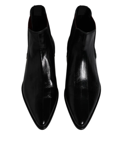 Bottines Chelsea en cuir noir Dolce &amp; Gabbana pour homme