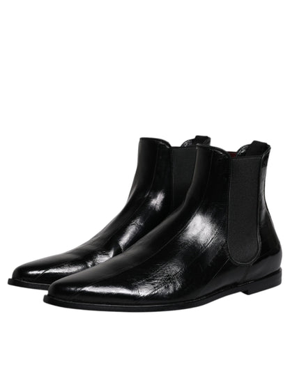 Bottines Chelsea en cuir noir Dolce &amp; Gabbana pour homme