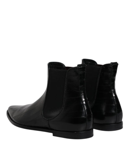 Bottines Chelsea en cuir noir Dolce &amp; Gabbana pour homme