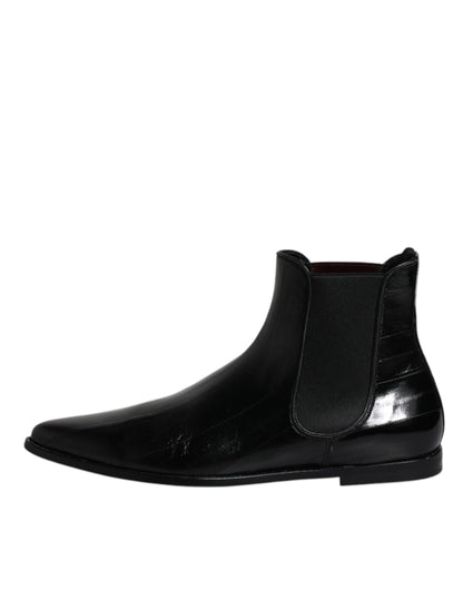 Bottines Chelsea en cuir noir Dolce &amp; Gabbana pour homme