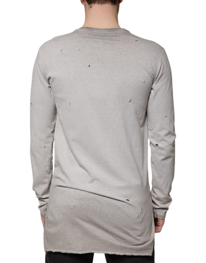 Pull ras du cou en coton imprimé gris Dolce &amp; Gabbana