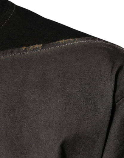 T-shirt col rond en coton à imprimé graphique marron Dolce &amp; Gabbana