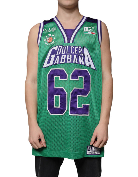T-shirt sans manches en jersey de polyester vert Dolce &amp; Gabbana