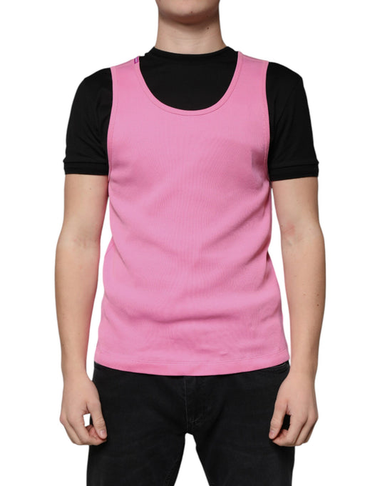 T-shirt sans manches à col rond en coton rose Dolce &amp; Gabbana