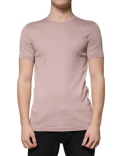 T-shirt à manches courtes et col rond en coton marron Dolce &amp; Gabbana
