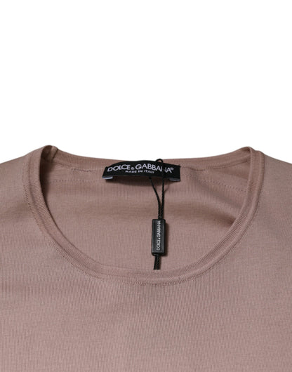 T-shirt à manches courtes et col rond en coton marron Dolce &amp; Gabbana