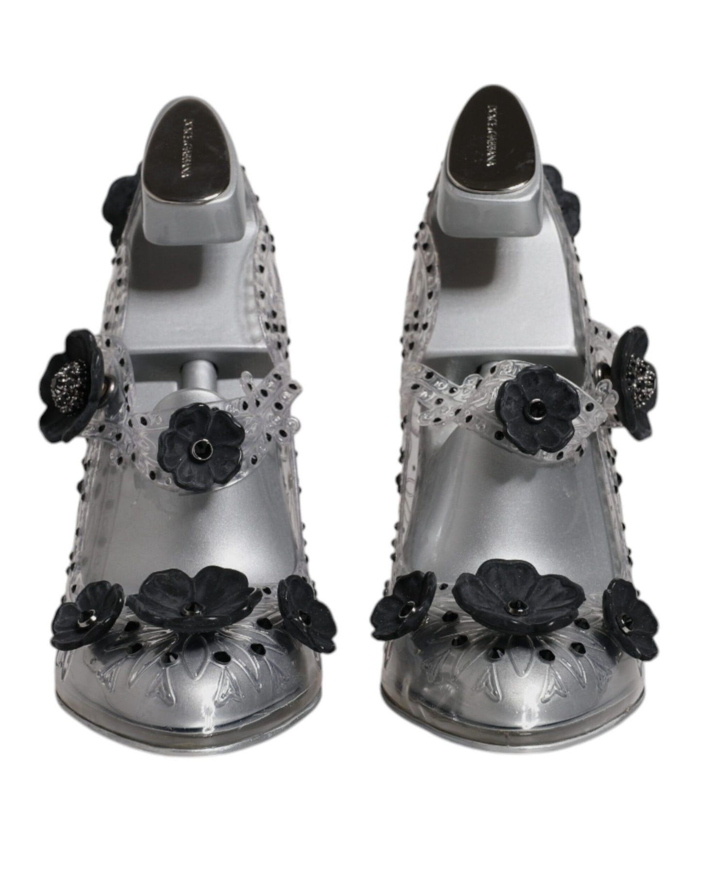 Chaussures à talons Dolce &amp; Gabbana CINDERELLA transparentes à fleurs et cristaux