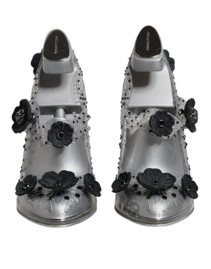 Chaussures à talons Dolce &amp; Gabbana CINDERELLA transparentes à fleurs et cristaux